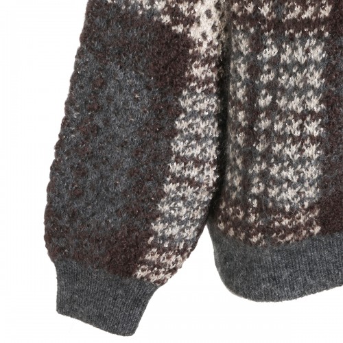 GREY MOHAIR-BLEND KNIT JACKET