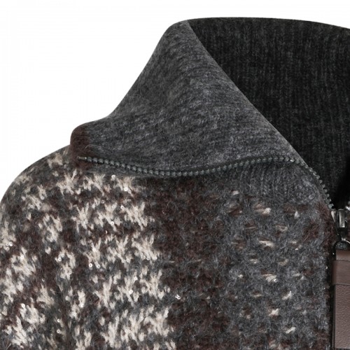GREY MOHAIR-BLEND KNIT JACKET