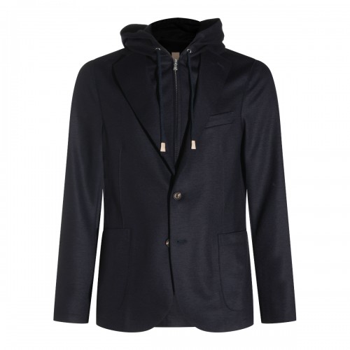 BLUE WOOL JERSEY JACKET