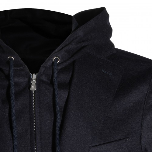 BLUE WOOL JERSEY JACKET
