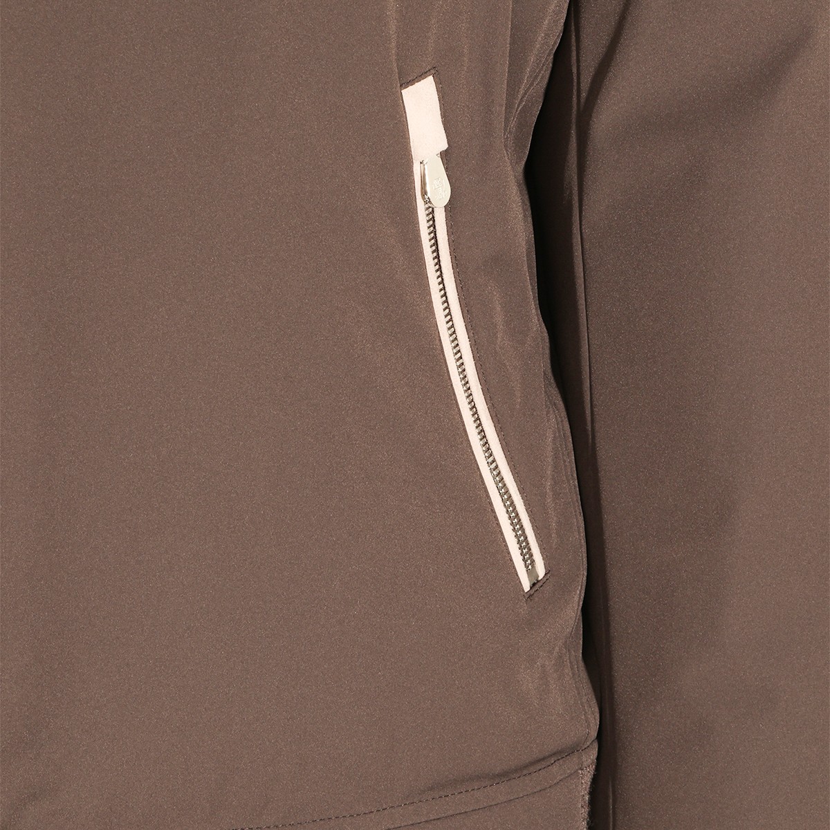 DARK BROWN STRETCH NYLON DOWN JACKET