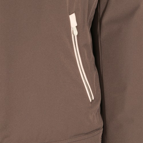 DARK BROWN STRETCH NYLON DOWN JACKET