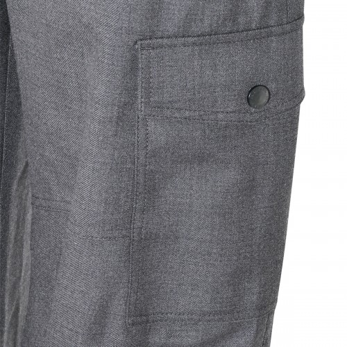 DARK GREY VIRGIN WOOL CARGO PANTS