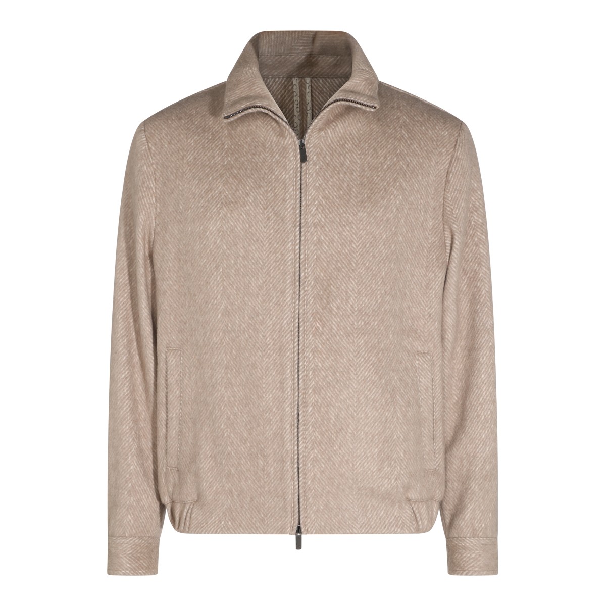 BEIGE CASHMERE AND COTTON BLEND...