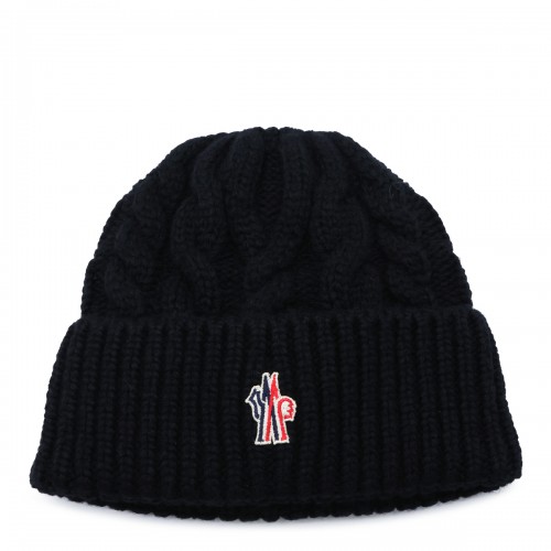 BLACK VIRGIN WOOL KNITTED...