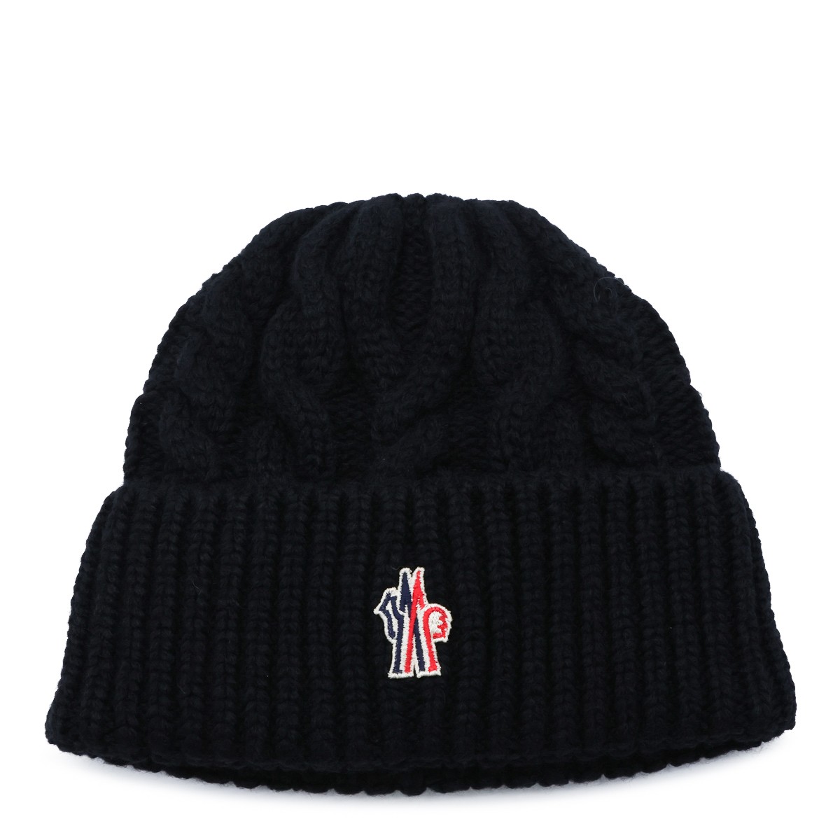 BLACK VIRGIN WOOL KNITTED BEANIE HAT