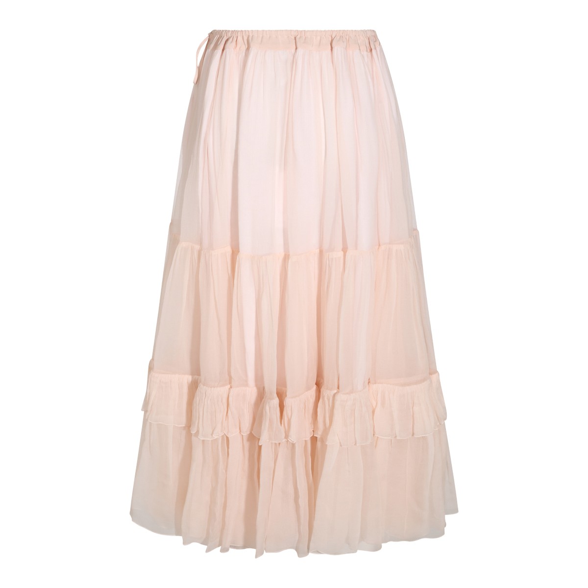 POWDER PINK SILK MIDI SKIRT