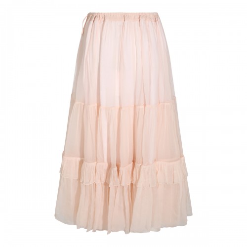 POWDER PINK SILK MIDI SKIRT