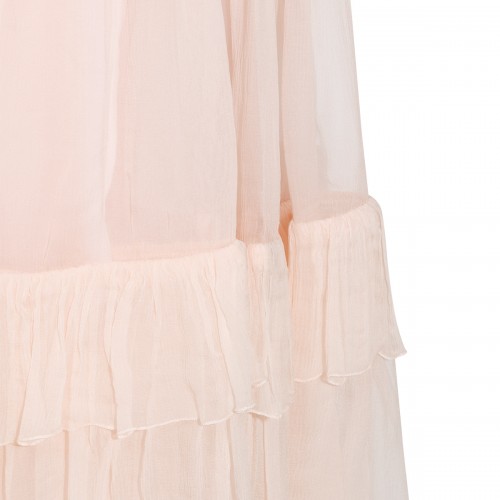 POWDER PINK SILK MIDI SKIRT