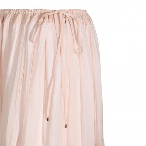 POWDER PINK SILK MIDI SKIRT