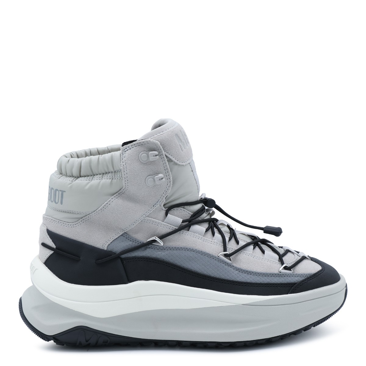 GREY LEATHER MOON247 XLACE MID BOOTS