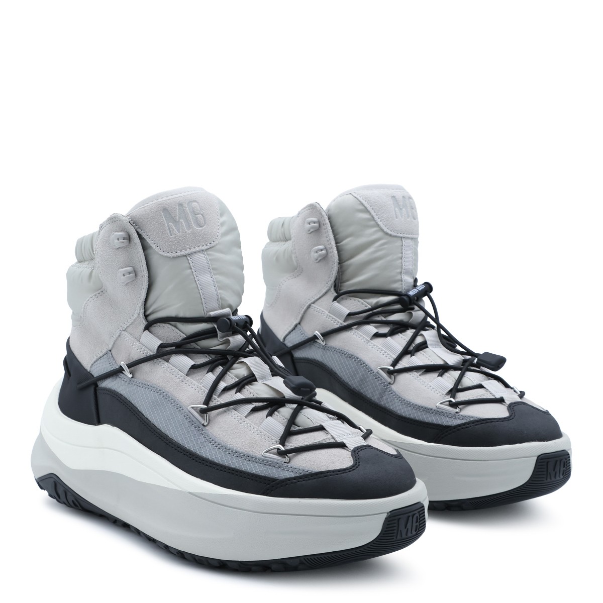 GREY LEATHER MOON247 XLACE MID BOOTS