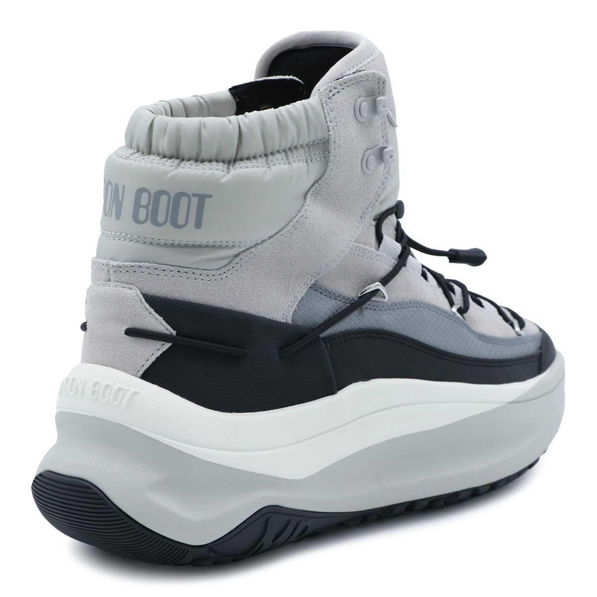 GREY LEATHER MOON247 XLACE MID BOOTS