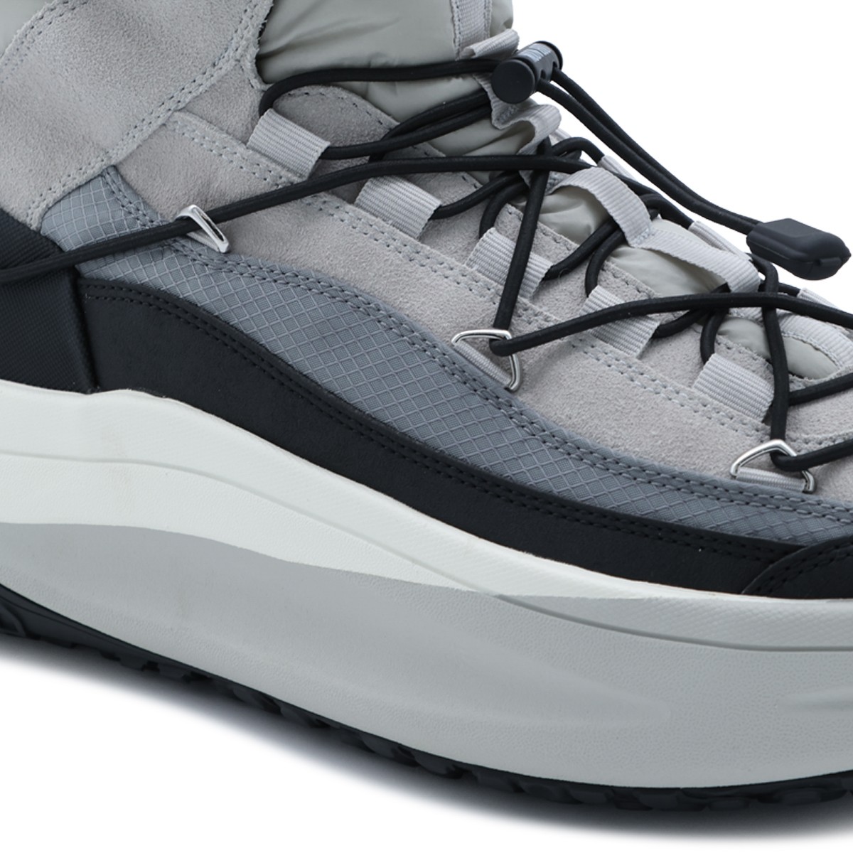 GREY LEATHER MOON247 XLACE MID BOOTS