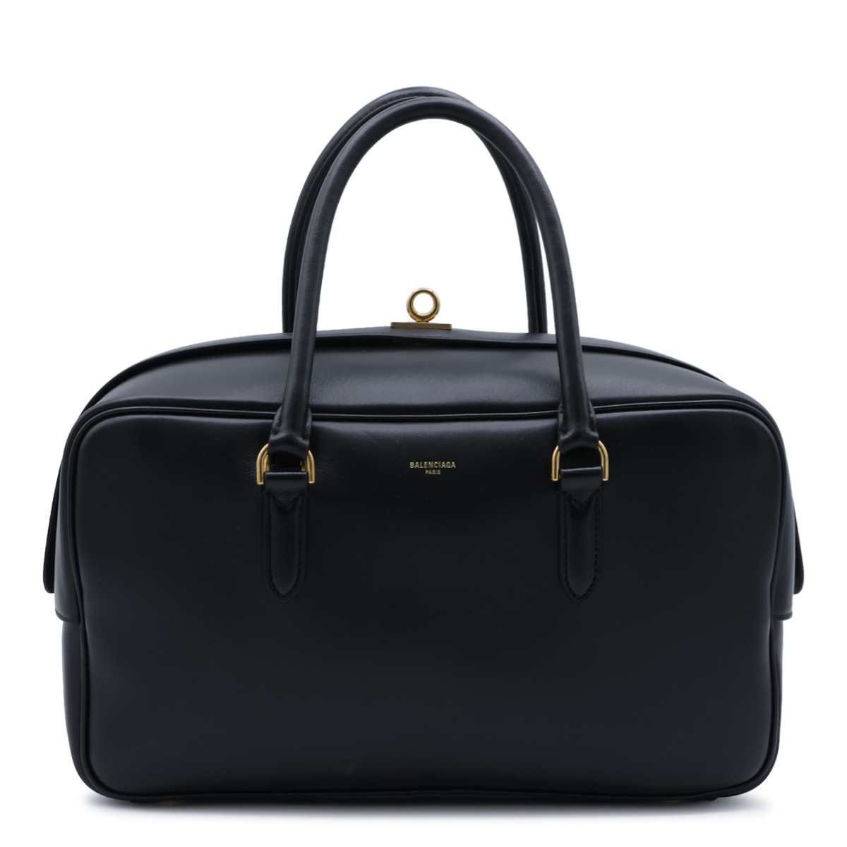 BLACK LE 7 LAMBSKIN MEDIUM BOWLING BAG