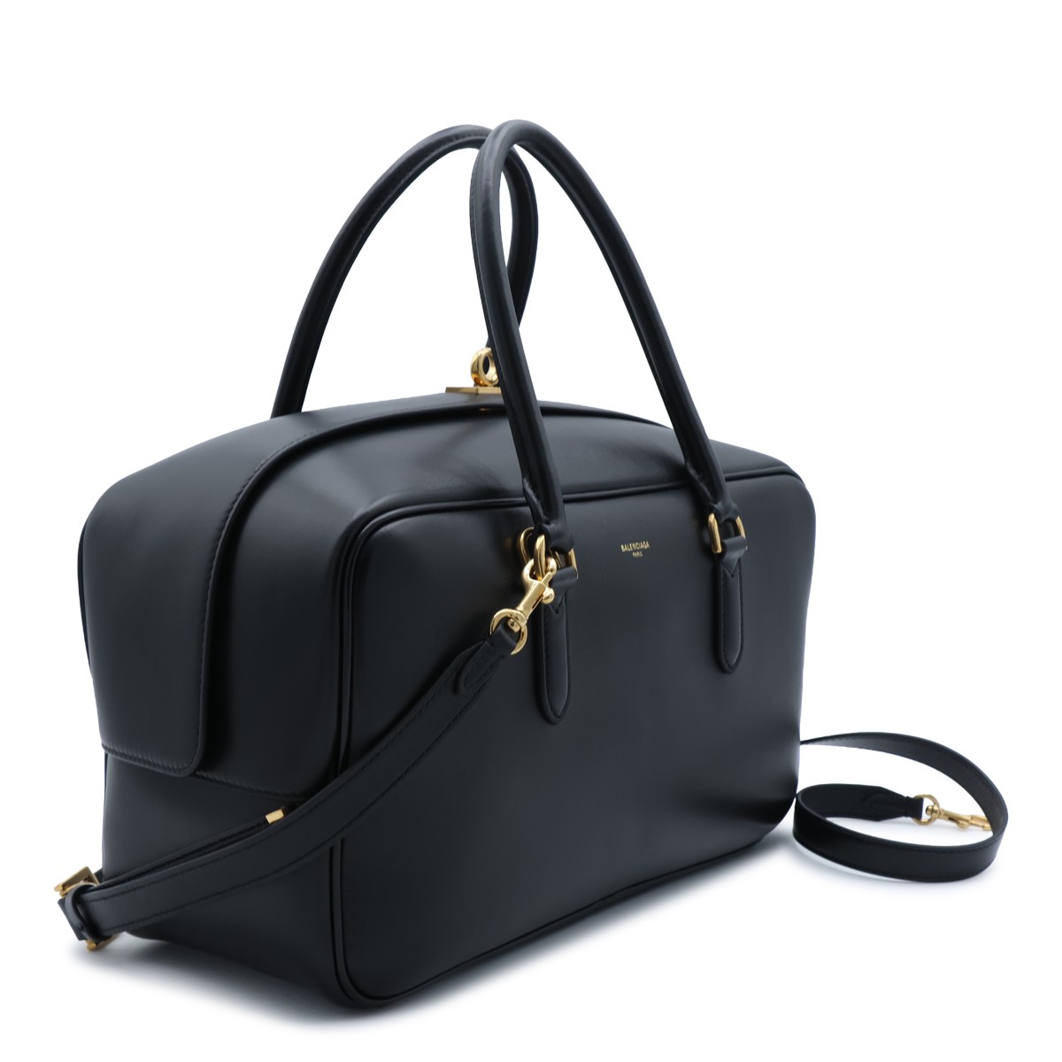 BLACK LE 7 LAMBSKIN MEDIUM BOWLING BAG