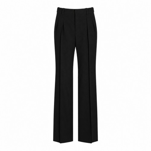 BLACK WOOL BLEND TROUSERS