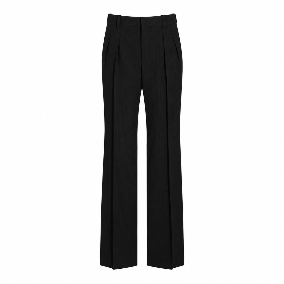 BLACK WOOL BLEND TROUSERS