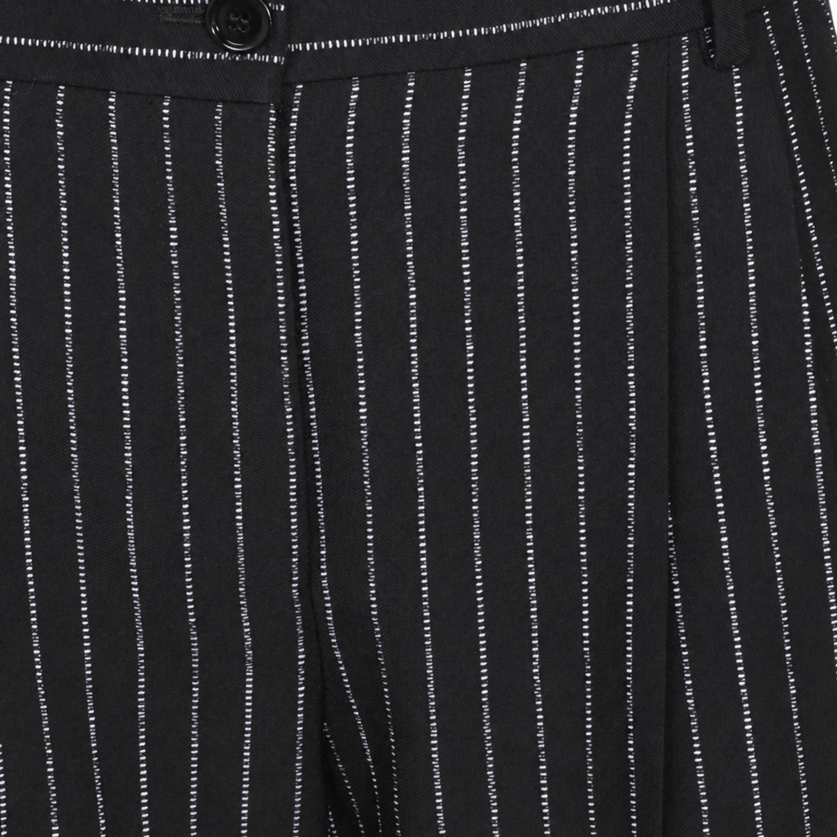 BLACK WOOL PINSTRIPED TROUSERS