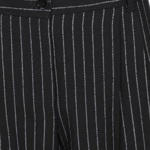 BLACK WOOL PINSTRIPED TROUSERS