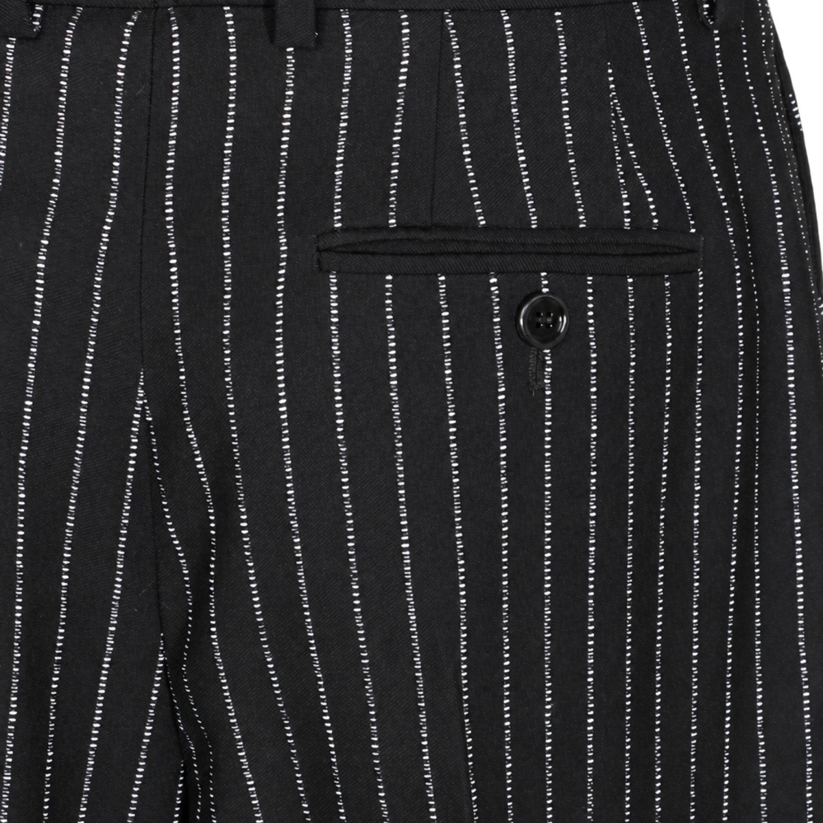 BLACK WOOL PINSTRIPED TROUSERS