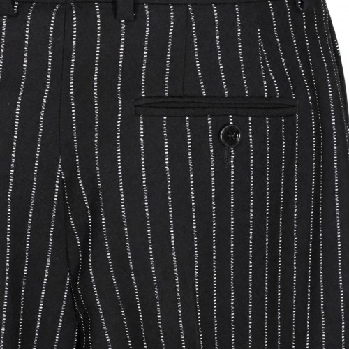 BLACK WOOL PINSTRIPED TROUSERS