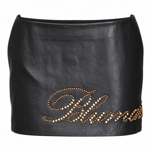 BLACK LEATHER MINI SKIRT