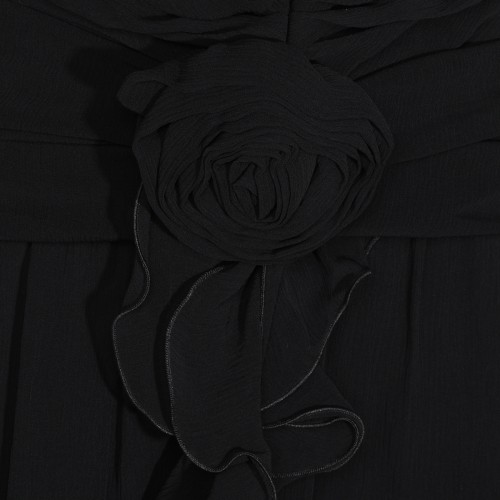 BLACK VISCOSE GEORGETTE MAXI DRESS