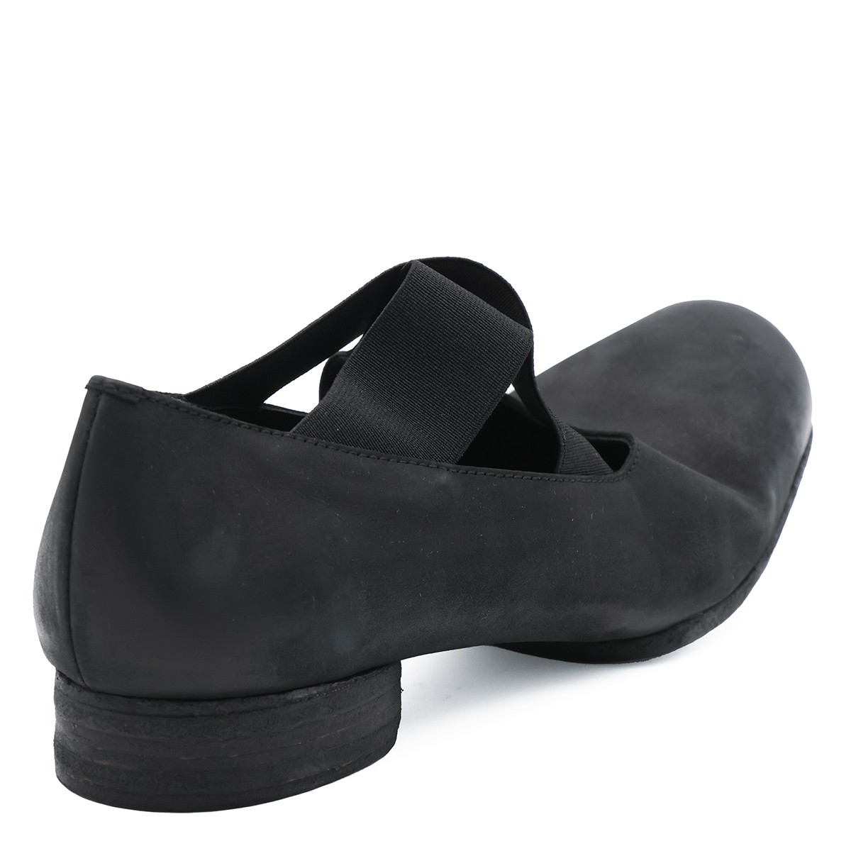 BLACK LEATHER BALLET FLATS
