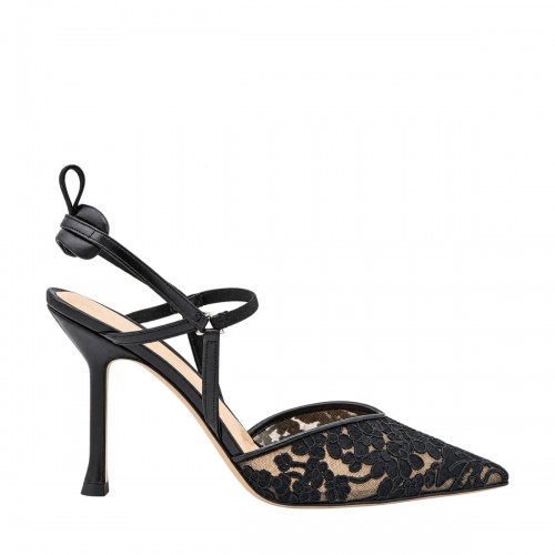 BLACK LACE VERY COLIBR SLINGBACK PUMPS