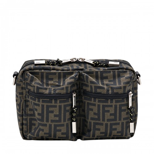 BROWN TECHNICAL FABRIC CAMERA BAG
