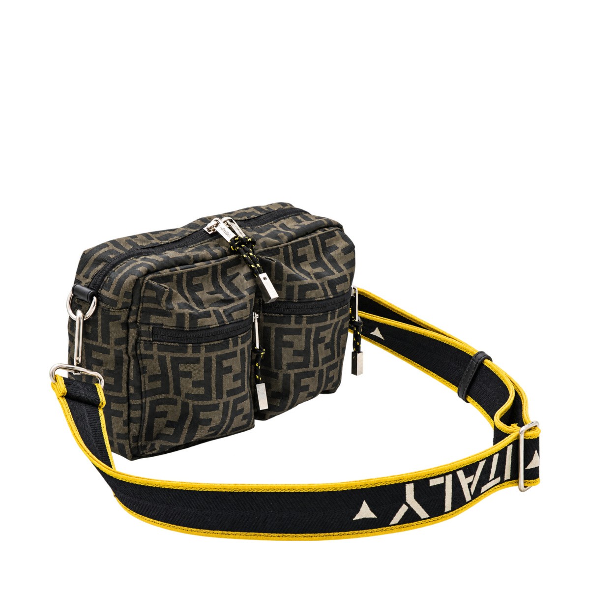 BROWN TECHNICAL FABRIC CAMERA BAG