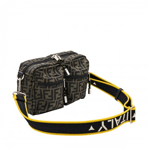 BROWN TECHNICAL FABRIC CAMERA BAG