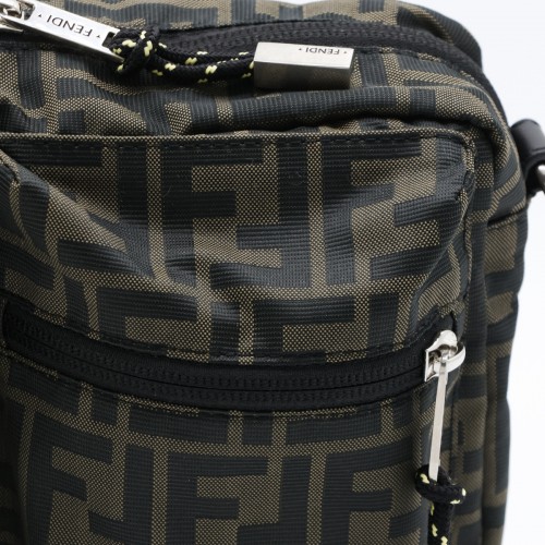 BROWN TECHNICAL FABRIC CAMERA BAG