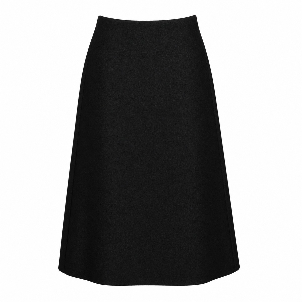 BLACK WOOL BOUCLE MIDI SKIRT