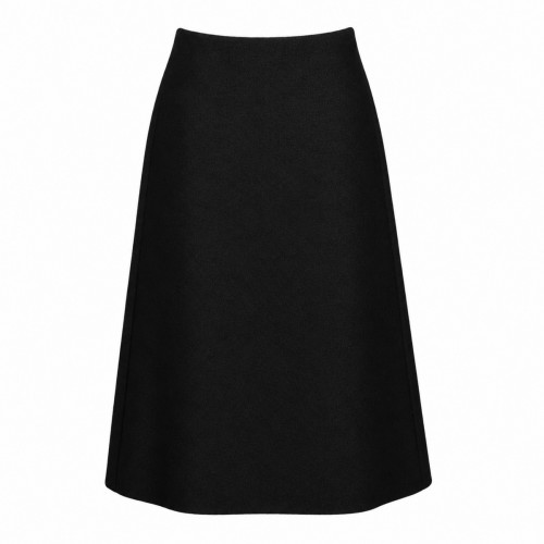 BLACK WOOL BOUCLE MIDI SKIRT
