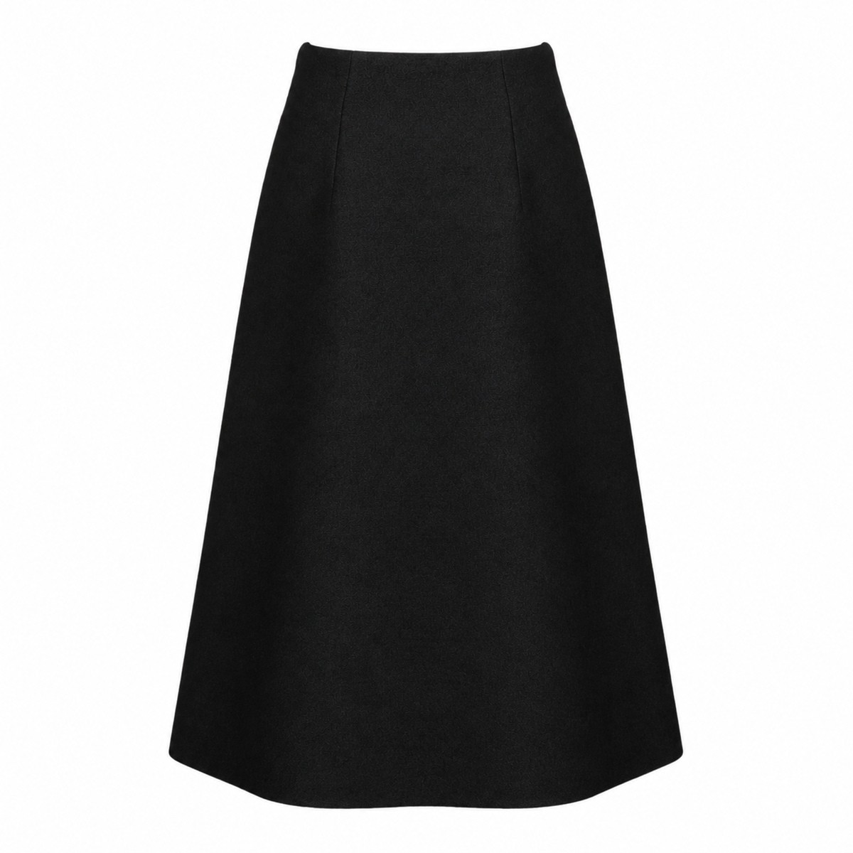 BLACK WOOL BOUCLE MIDI SKIRT