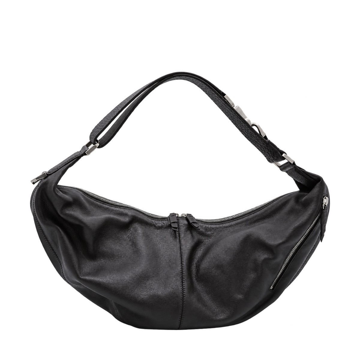BLACK LEATHER QUIVER CLIP BAG