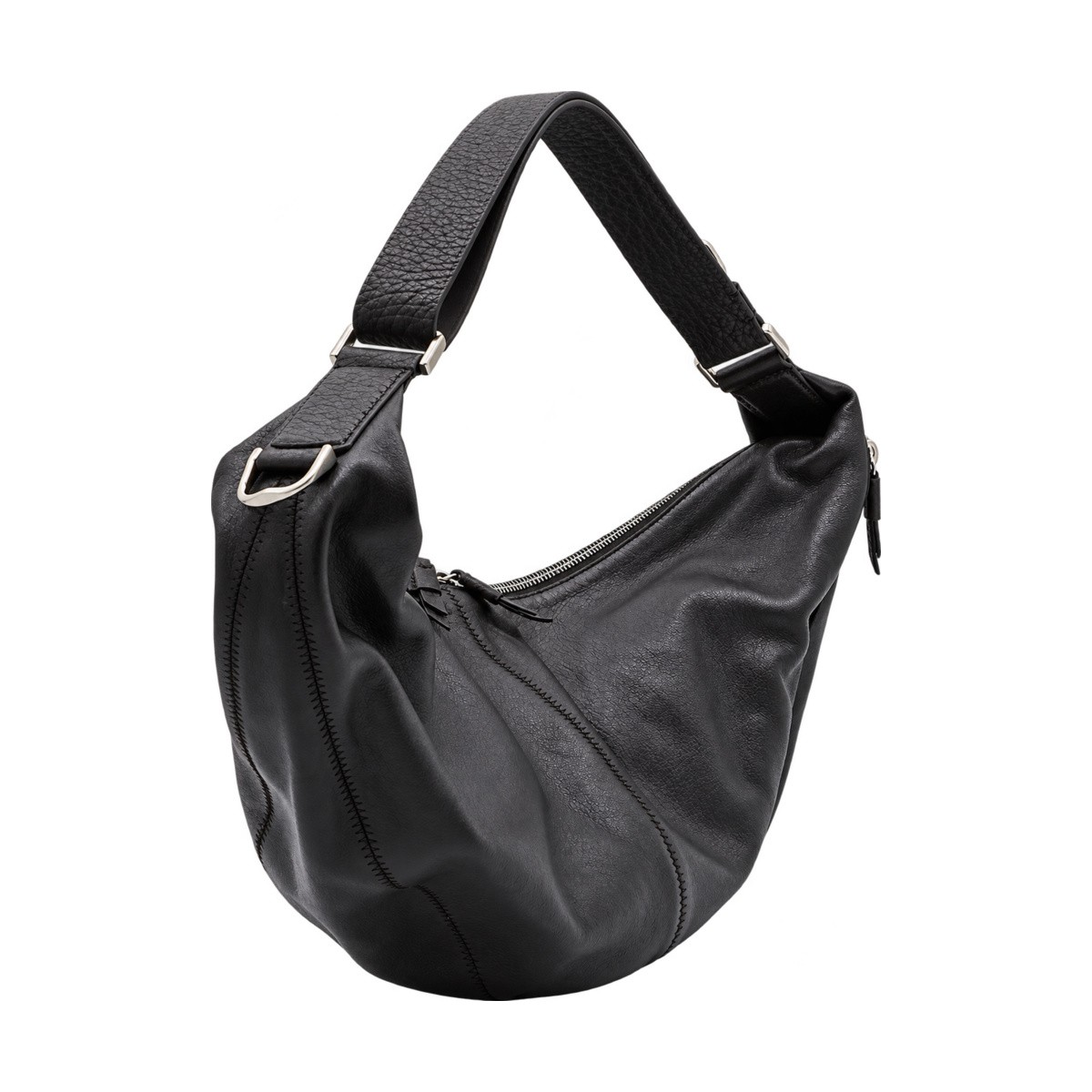 BLACK LEATHER QUIVER CLIP BAG