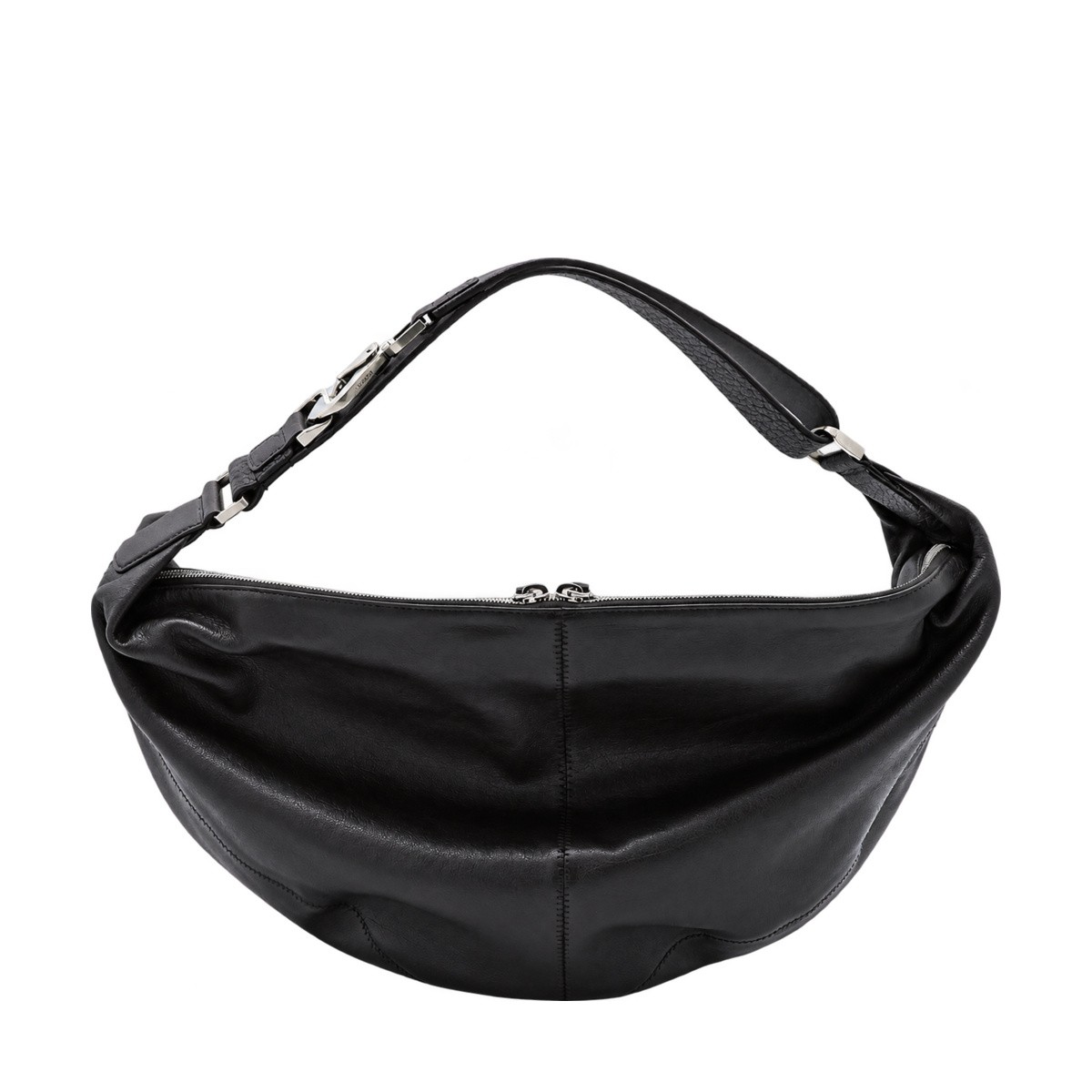 BLACK LEATHER QUIVER CLIP BAG