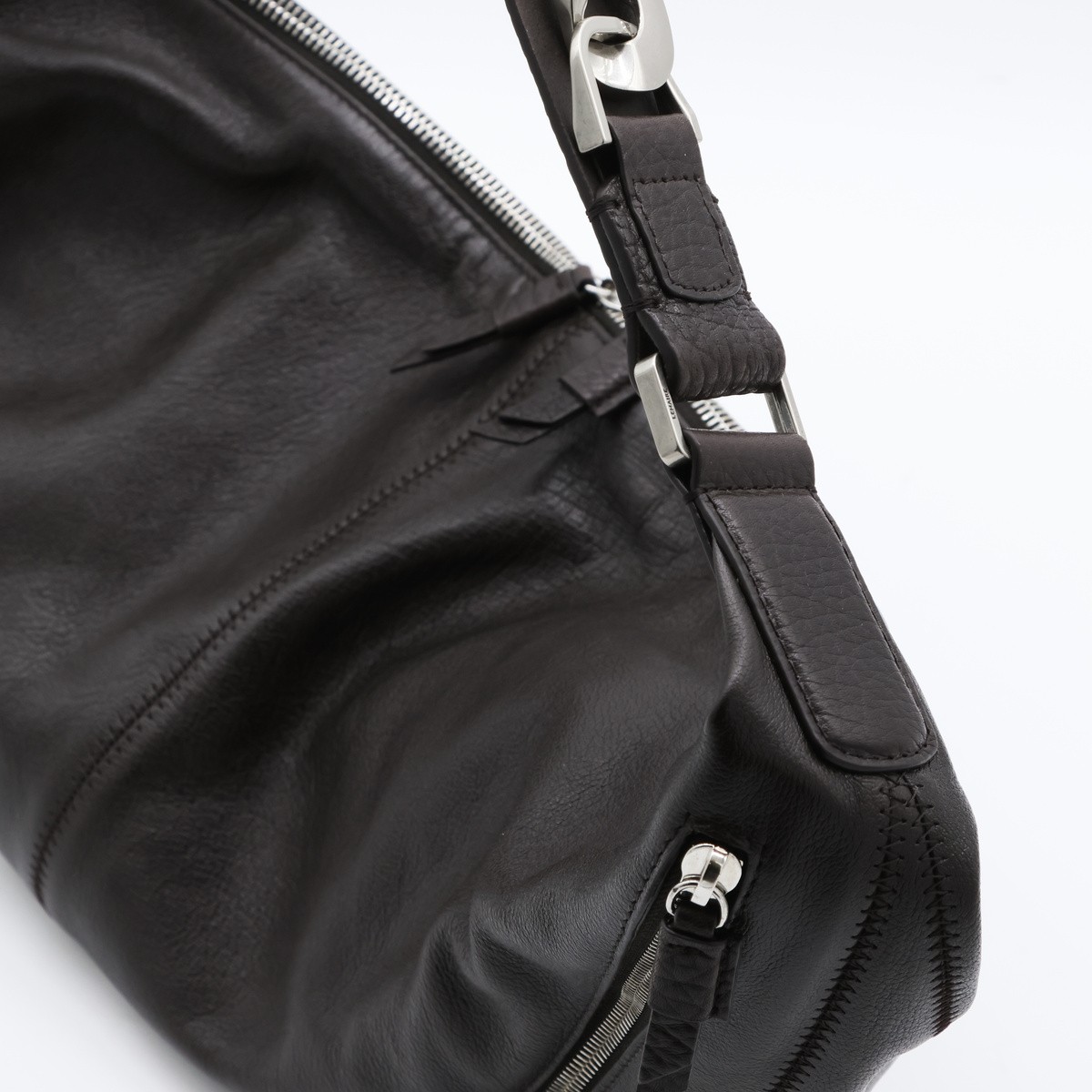 BLACK LEATHER QUIVER CLIP BAG