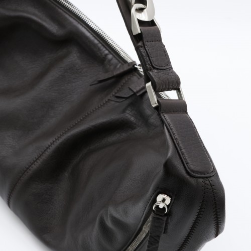 BLACK LEATHER QUIVER CLIP BAG