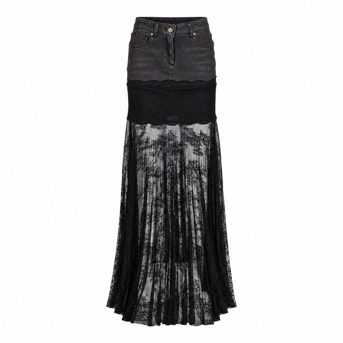 GREY DENIM MIDI SKIRT