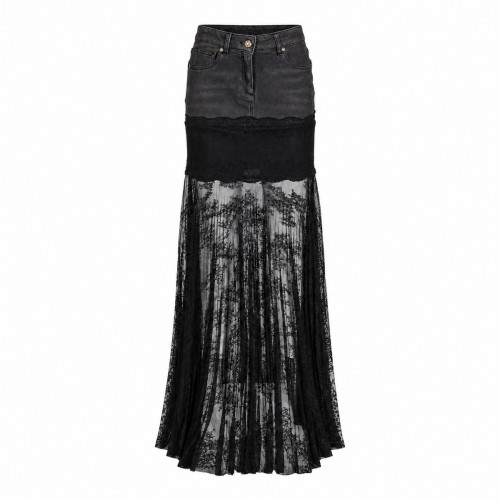 GREY DENIM MIDI SKIRT