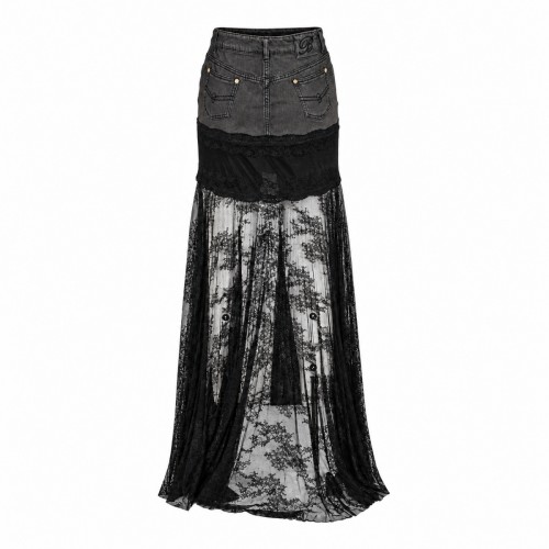 GREY DENIM MIDI SKIRT