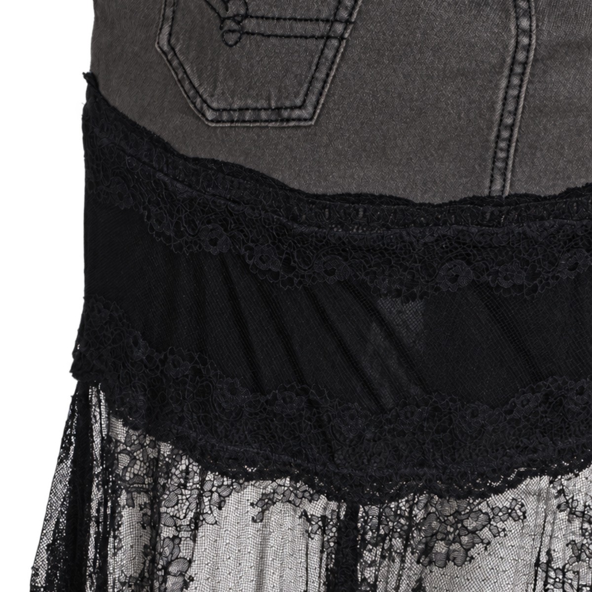 GREY DENIM MIDI SKIRT
