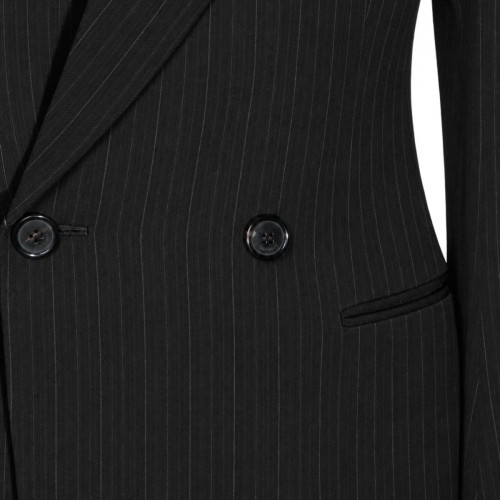 BLACK GREY PINSTRIPE WOOL BLAZER