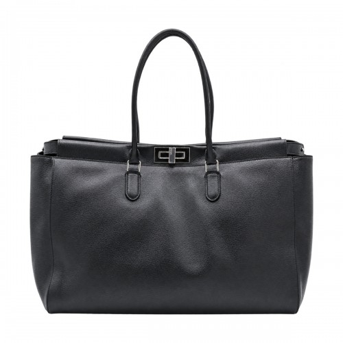 BLACK LEATHER PEEKABOO TOTE LARGE BAG