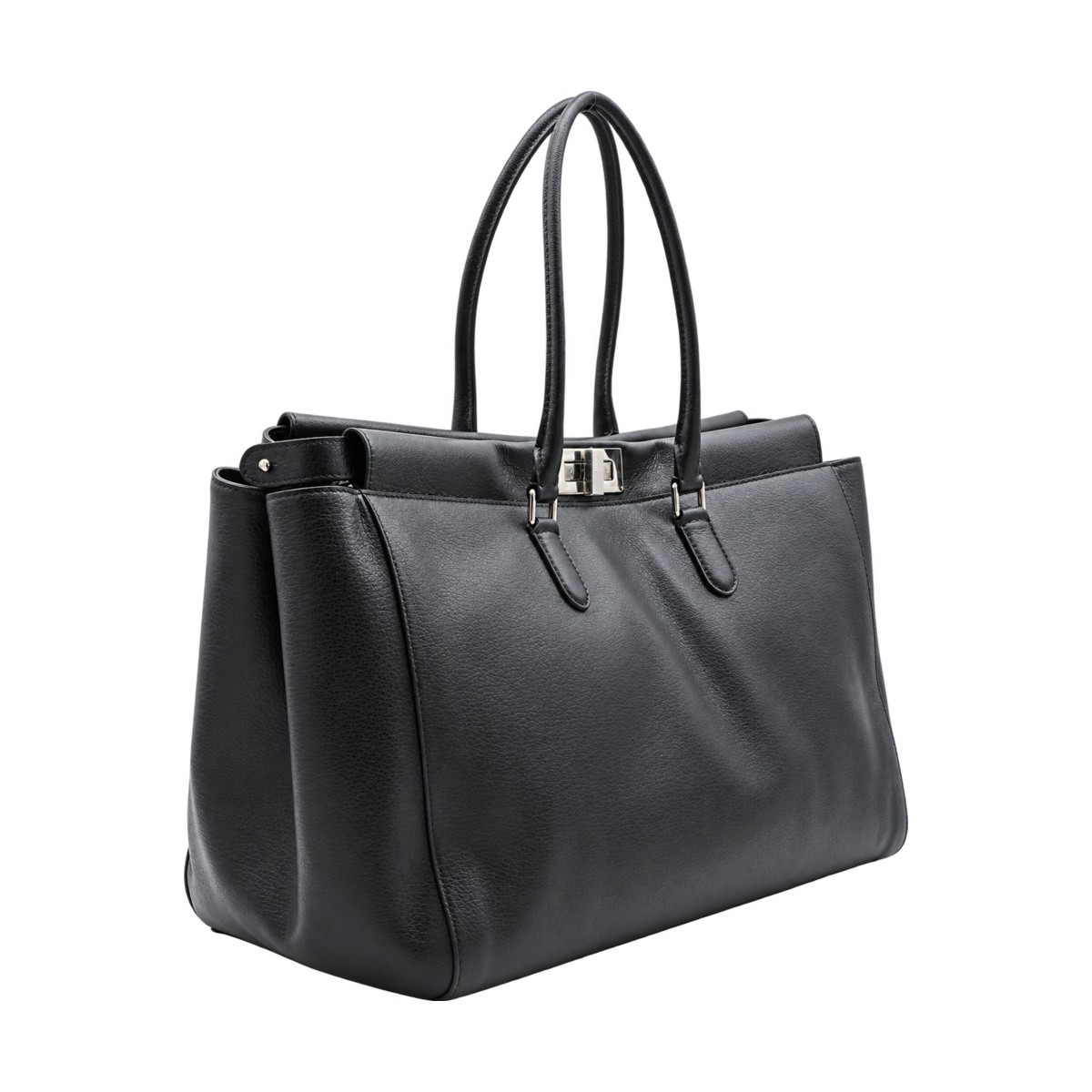 BLACK LEATHER PEEKABOO TOTE LARGE BAG