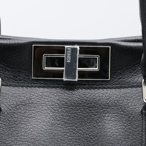 BLACK LEATHER PEEKABOO TOTE LARGE BAG